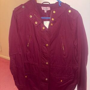 Red Utility Jacket with Gold Buttons